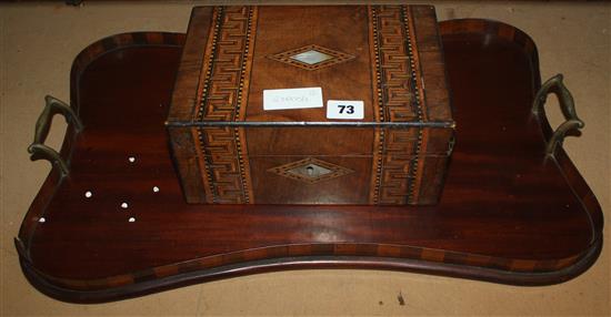 Inlaid drinks tray & inlaid sewing box